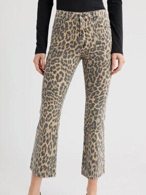 NWOT Good American Good Standard Kick Flare Jeans Leopard Print Size 4/27